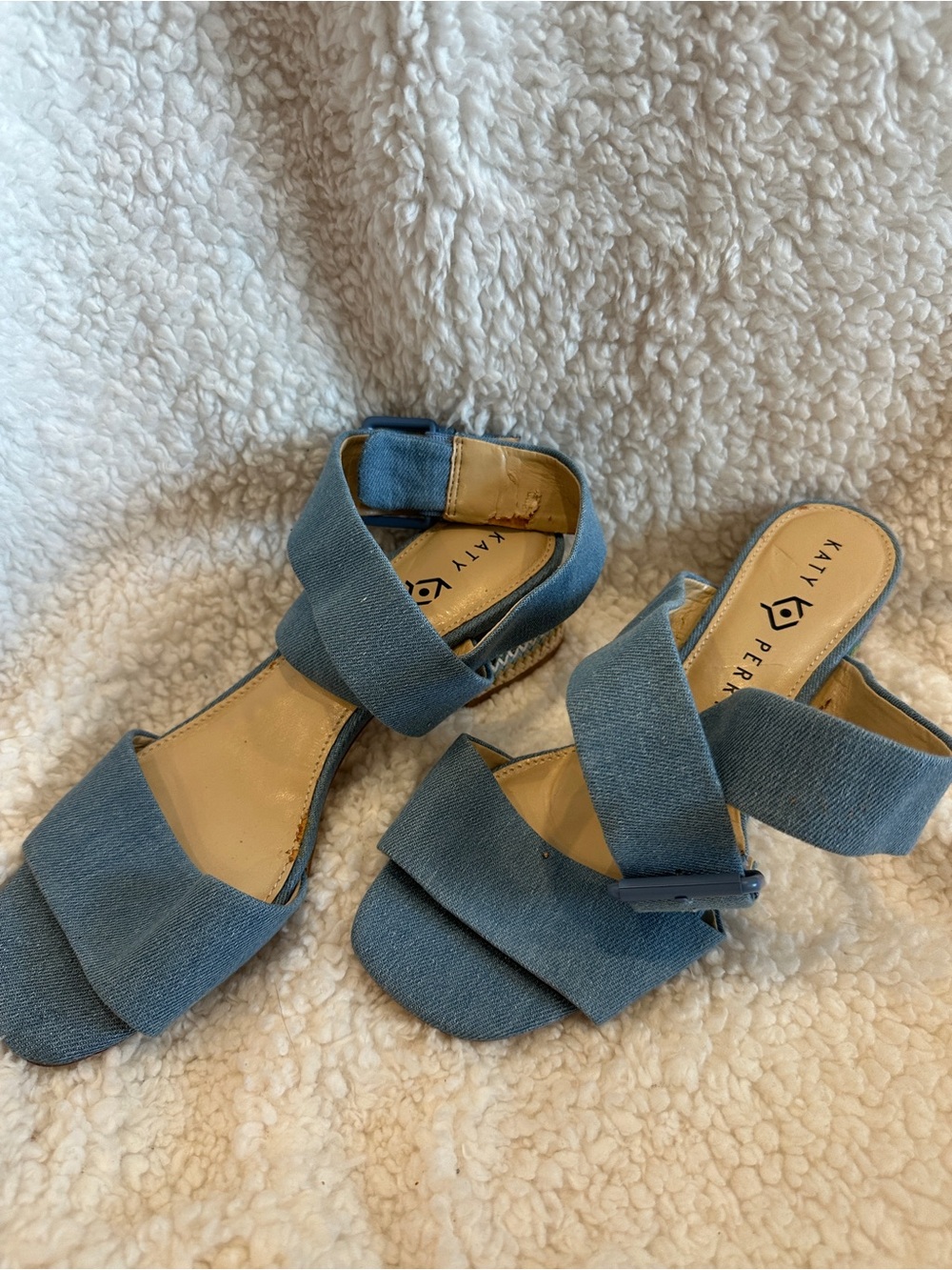 Katy Perry Collections Blue Denim Crisscross Mules